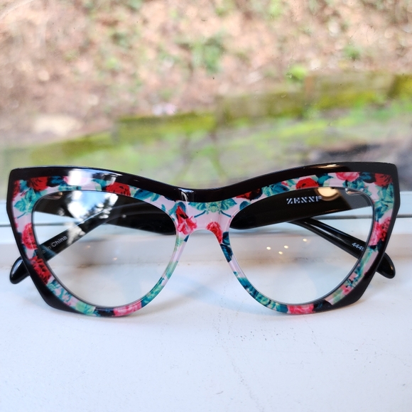 NWT ZENNI Rose Garden Cat-Eye Clear Glasses with Case - Picture 4 of 11